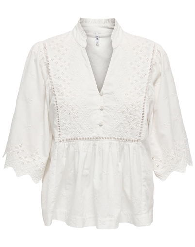 JDY - JDYMaya Embroidery Bluse - Cloud Dancer
